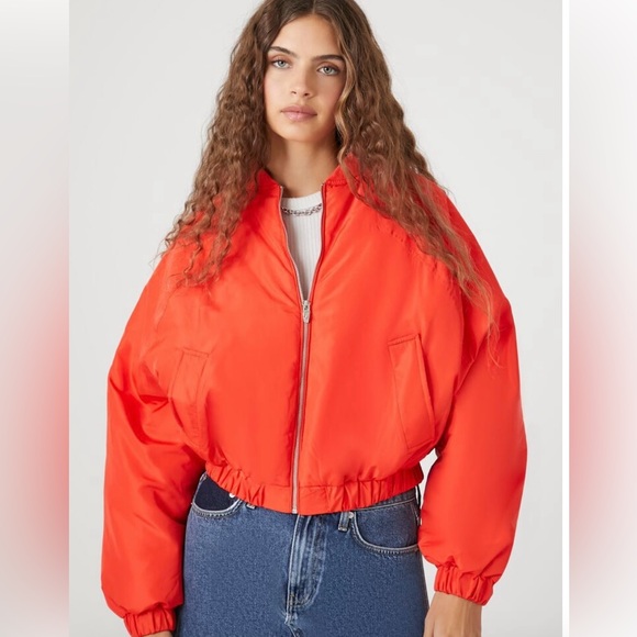 Forever 21 Orange Crop Bomber Jacket - Picture 5 of 15